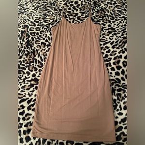 Strappy brown body con dress